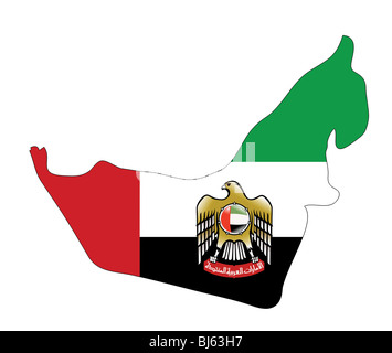United Arab Emirates map with coat of arms