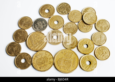 Spanish 'old currency', Peseta Stock Photo