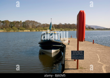 The boat to ferry visitors to the abbey on the island in Loch Leven, Kinross, Fife Stock Photo