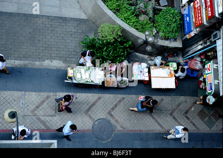 aerial view  of street vendors at  Wongwian Yai Market and Bang Yi Ruea Market , Thon Buri  , Bangkok  , Thailand Stock Photo