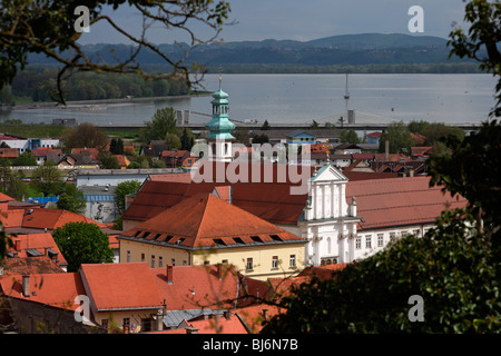 Ptuj,old town,SS Peter and Paul Church,Minorite Monastery,Drava River,Slovenia Stock Photo