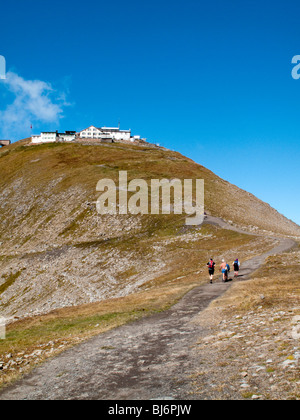 Hikers on the way to the Faulhorn summit, Bernese Oberland, Switzerland, Europe Stock Photo