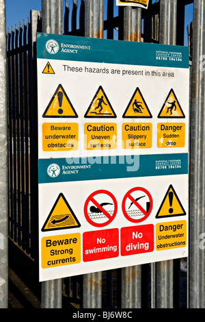 Warning Signs at the Leigh Flood Barrier on the River Medway, Leigh ...