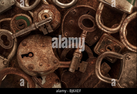 Keys and padlocks still life Stock Photo