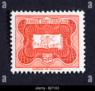 Postage due stamp from French Equatorial Africa Stock Photo