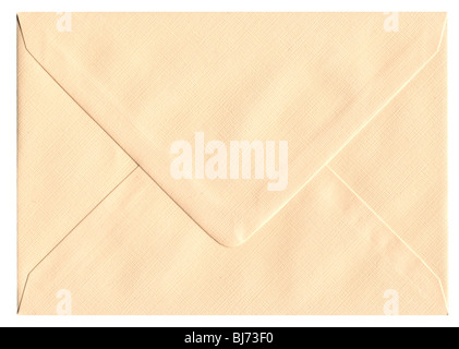 High res scan of a cream-colored envelope made of linen embossed paper. Stock Photo