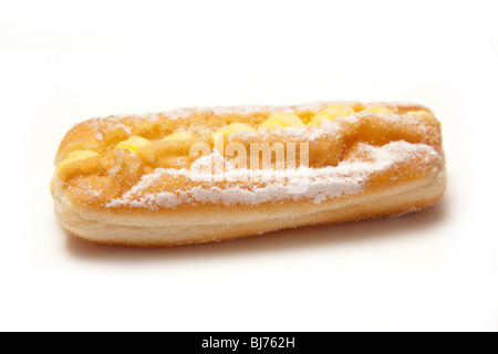 Custard cream donut  isolated on a white studio background. Stock Photo