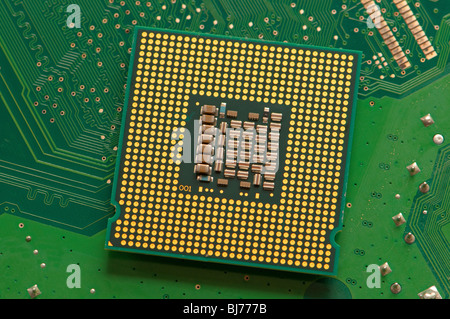 Computer microprocessor on circuit board Stock Photo