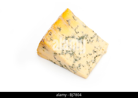 British Blue ( stilton ) cheese wedge isolated on a white studio background. Stock Photo