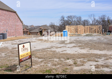 AVAILABLE sign on lot for house to be constructed Stock Photo