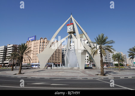 Tower Clock Roundabout in Dubai, United Arab Emirates Stock Photo