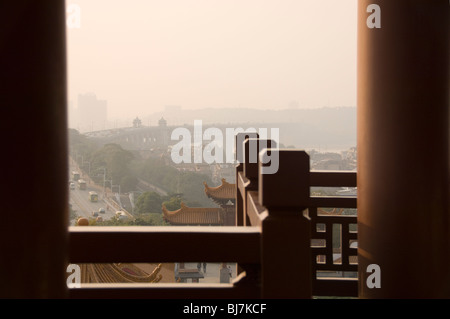 View from Yellow Crane Tower to Yangzi River Big Bridge late in the afternoon. Wuhan, Hubei province , China Stock Photo