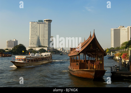 Oriental Hotel shuttle boat on Chao Phraya River, Bangkok, Thailand Stock Photo