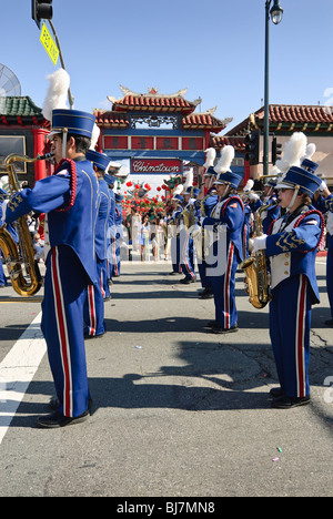 Chinese New Year parade in Chinatown of Los Angeles, California. Stock Photo