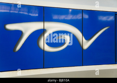 TGV Pro – meaning 'High-Speed Train' – corporate identity / ident / logo / icon on the side of a French train carriage in France Stock Photo