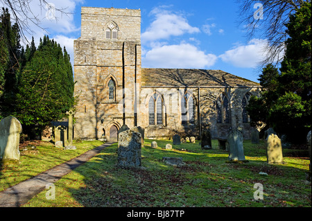 St Mary's Church which stands on the site of Blanchland Abbey in the Northumberland village of Blanchland Stock Photo