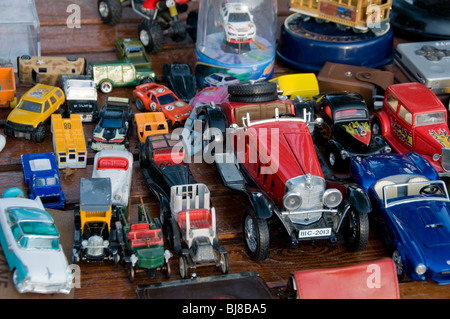 Paris, France - Shopping, Outside, Public Flea Market Old Children's Toys, Metal Cars on Display Stock Photo