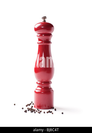 Pepper mill with pepper corns Stock Photo