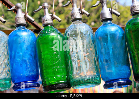 coloured soda bottles, San Telmo market, Buenos Aires Stock Photo