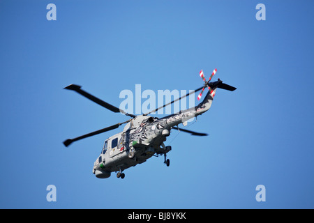 Royal Navy Lynx Helicopter in flight Stock Photo