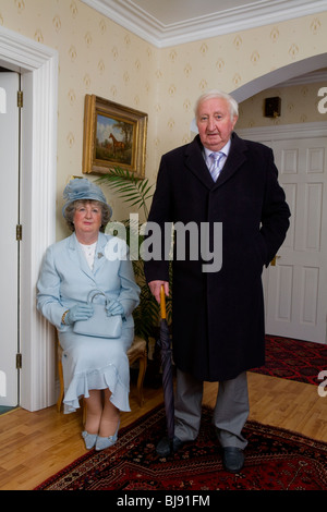 senior couple ready to go to the horse racing Stock Photo