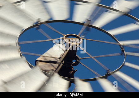 Closeup of spinning windmill manufactured by Aermotor Company. Digital photograph Stock Photo