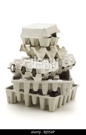 Stack of paper cartons for recycling on white background Stock Photo