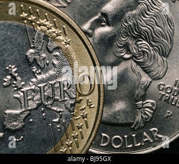 Euro and Dollar Currencies of Europe and America Stock Photo