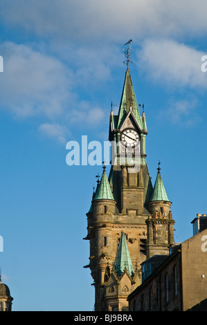 dh  DUNFERMLINE FIFE Dunfermline Town hall clock tower scottish clocktower scotland Stock Photo