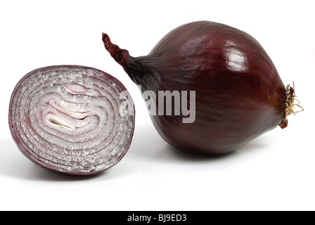 Red onion and a half isolated over white Stock Photo