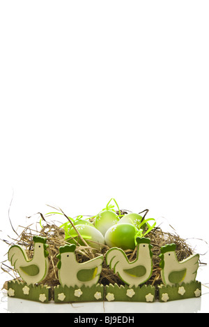 easter eggs and chicken Stock Photo