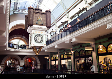 Huge Clocks hanging in Queen Victoria Building Shopping Mall Sydney, Australia Stock Photo