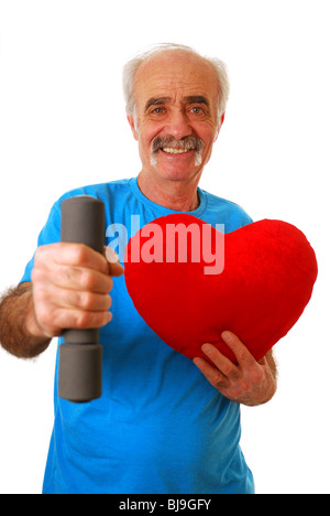 Elderly maintaining good health and looking after his heart Stock Photo