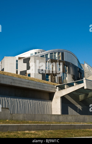 dh Scottish Parliament HOLYROOD EDINBURGH Scotland parliament building design decorated security walls Stock Photo