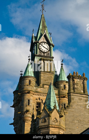 dh  DUNFERMLINE FIFE Dunfermline Town hall clock tower scotland clocktower belfry uk Stock Photo