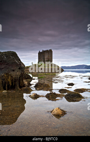 Castle Stalker on Lock Laich an inlet of Loch Linnhe near Port Appin in Argyll, Scotland, UK Stock Photo