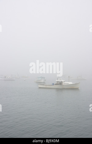 Fishing boats moored in Bar Harbor, USA Stock Photo
