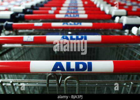 Aldi shopping carts, Germany Stock Photo