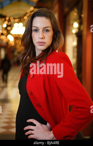 A female Model in Great Western Arcade, Birmingham, West Midlands, Stock Photo