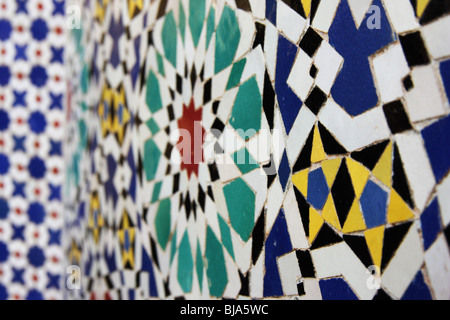 Handmade mosaic tiles on the walls of the Royal Palace, Fez, Morocco Stock Photo