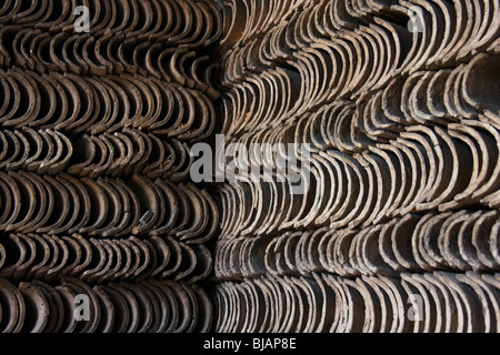 Display of handicraft roof tiles Stock Photo