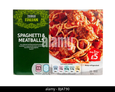 Spaghetti and Meatballs Ready Meal Stock Photo