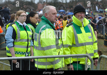 St. John Ambulance paramedics at cross-country running event, Cofton Park, Birmingham, UK Stock Photo