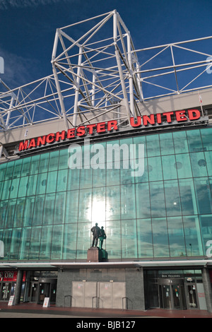 View looking at the main entrance, the East stand, to Old Trafford, home of Manchester United football team.