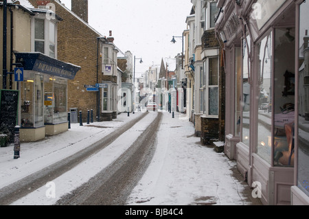 harbour street snow whitstable kent england uk Stock Photo - Alamy