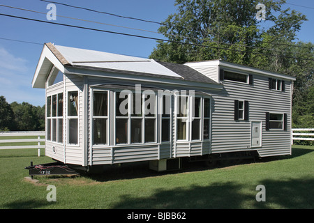 A camping trailer styled to look like a house, Gansevoort, United States of America Stock Photo