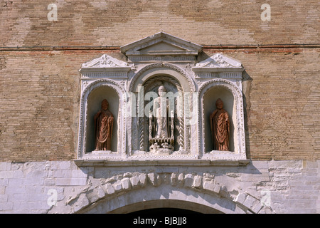 Italy, Le Marche, Fano, Palazzo della Ragione, Trittico dei Protettori Stock Photo