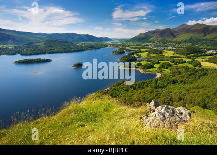 Horizontal image, Derwent Water from Falcon Crag Stock Photo