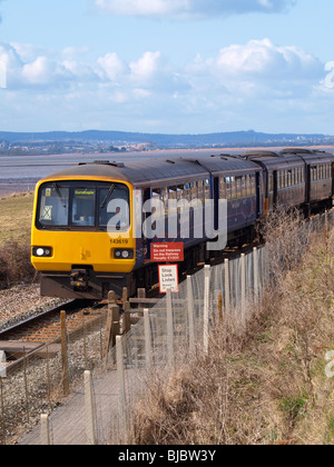 First great western train on the coastal track between Exeter and Exmouth Stock Photo