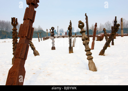 Battle of Mohacs 1526 memorial park in the snow , Hungary - Stock photos Stock Photo